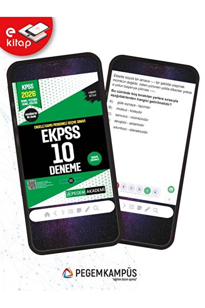 Pegem Akademi Yayıncılık 2026 EKPSS Engelli Kamu Personeli Seçme Sınavı Tamamı Çözümlü 10 E-Deneme (Ortaöğretim-Ön Lisans)