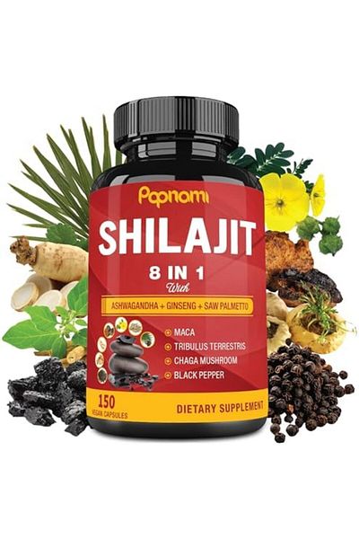 Shilajit Himalayan Supplement for Men & Women - 150 Capsules Combined Ashwagandha, Ginseng, Saw Palm