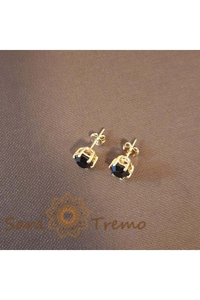 saratremo Cercei placați cu aur de 18K cu cristale de zirconiu negru și închizătoare fluture