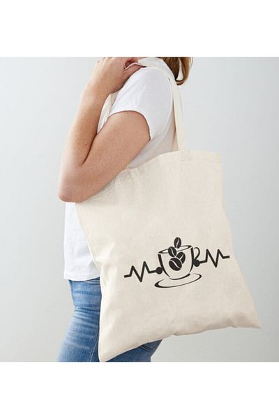 GİFTORA Raw Cloth Shoulder Bag with Coffee Bean Design