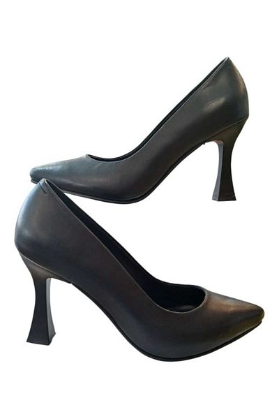 oktay kundura 100% Genuine Real Original Leather Black Stiletto 9cm Goblet Heel Height Women's Shoes