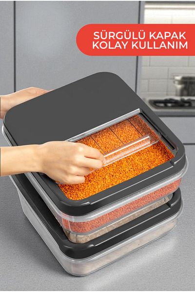 Jeina Set of 3 Multi-Purpose 12 L Storage Container with Sliding Lid