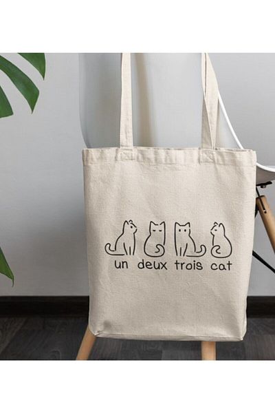 GİFTORA Cats Designed Raw Cloth Shoulder Bag