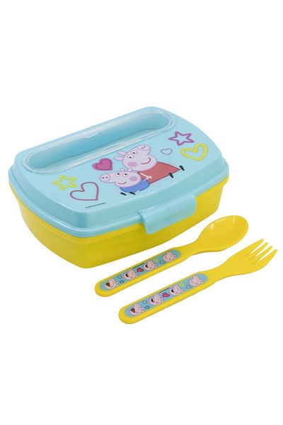 Peppa Pig Sandwich box with cutlery, BPA-free, multicolor, 17x14x6 cm, Peppa Pig