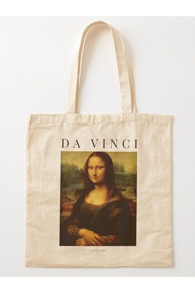 GİFTORA Da Vinci - Mona Lisa Painting Raw Cloth Shoulder Bag