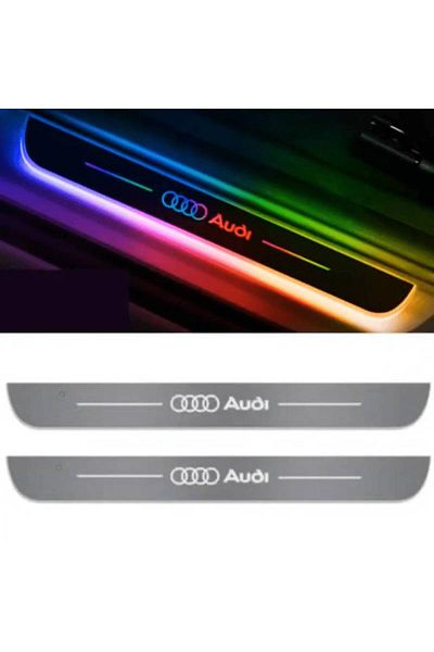 BGRJ Automotive Set of 2 illuminated Audi car sill protectors, multicolor, dynamic