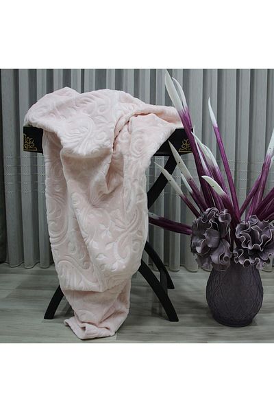 mink tekstil Embossed blanket 200x220cm, Monk Pink Floral 516