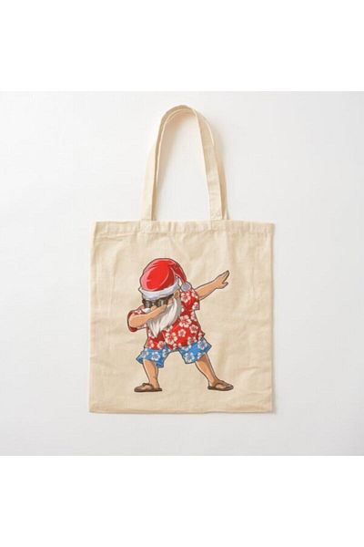 GİFTORA Happy New Year - Happy New Year - Santa Claus Printed Raw Cloth Shoulder Bag