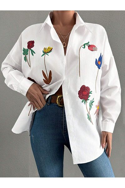 Basko fashion CĂMĂ SALASH CU BORDURI DE FLORI ALBE