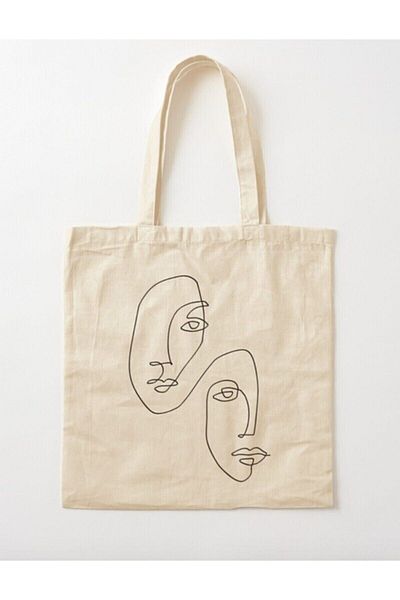 GİFTORA Ine Faces Raw Cloth Shoulder Bag
