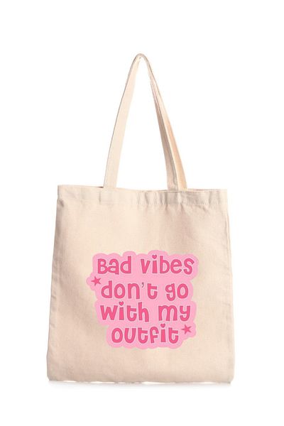 GİFTORA Bad Vibes Printed Canvas Tote Bag