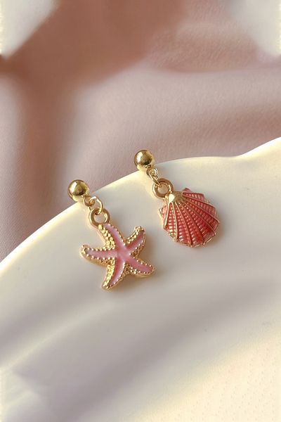 Glaren Navy Blue Women's Earrings with Sea Theme