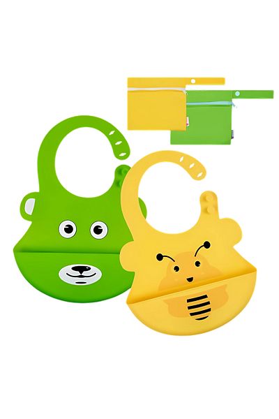 STEM Silicone Bib and Bag Set – Mess-Free Baby Feeding | Portable & Easy to Clean