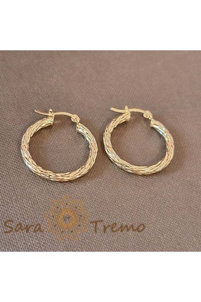saratremo Round Earrings 2.5 cm with Special Braiding