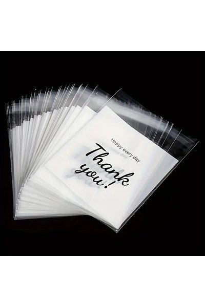 saratremo Set 10 transparent bags 13 x 10 cm – resealable with 'Thank You' message