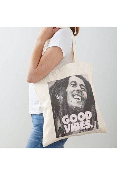 GİFTORA Bob Marley Printed Raw Cloth Shoulder Bag