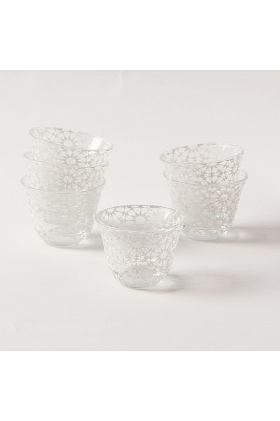 Dallaty Bahja white glass Arabic coffee cup set