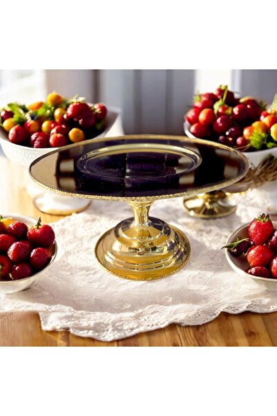 partridge store Brass Footed Presentation Plate Gold 32cm