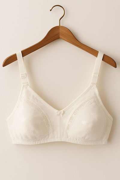 enmodaiçgiyim Recovery Bra Sponge Free Underwire Seamless Lace Comfortable Comfortable Daily Bra Ecru Color