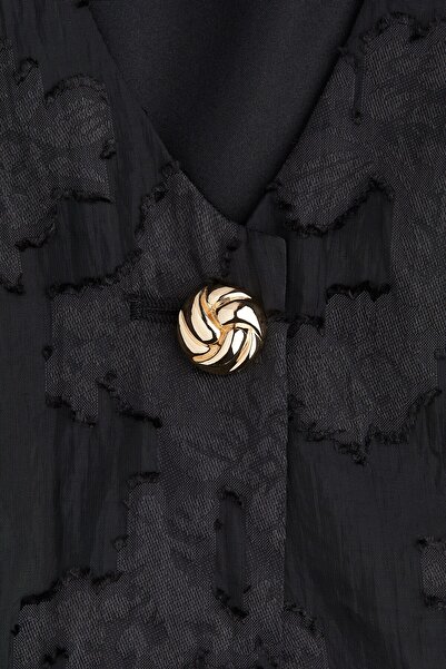 H&M Kısa Jakarlı Dokuma Bluz