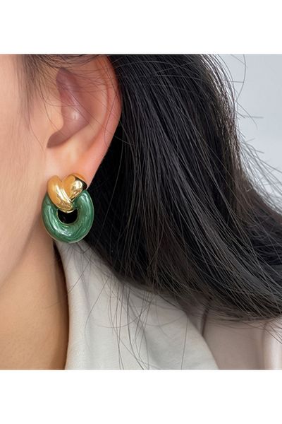 Glaren Green Enamel Knot Design Women's Earrings