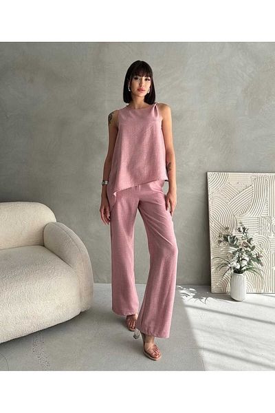 Maison La Femme Women's Woven Blouse Pants Set