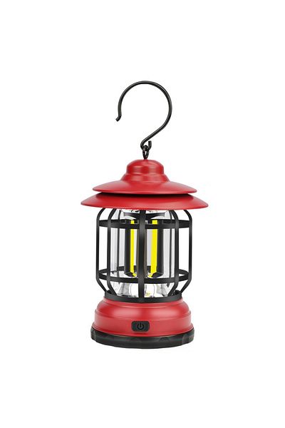 divendi-ro Portable Vintage Lantern lamp with hook, 21 COB LED, Adjustable intensity, 5W - Red