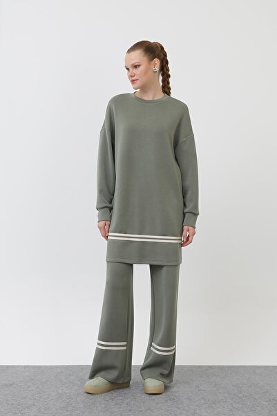 Puane Women's Grosgrain Detailed Suit - 14291Tks - Khaki