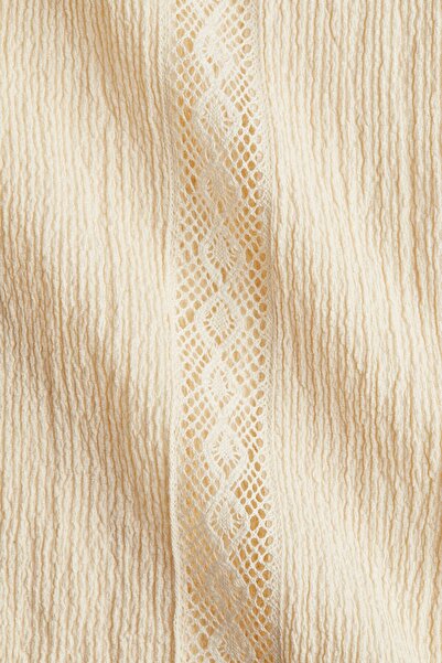 H&M Dantel Detaylı Krinkle Bluz