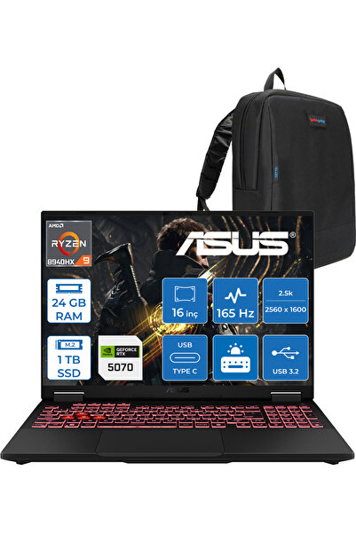 ASUS Tuf A16 R9-8940HX 24GB 1tb SSD 8GB/RTX5070 115W 165Hz 16"wqxga 2.5k 400N...