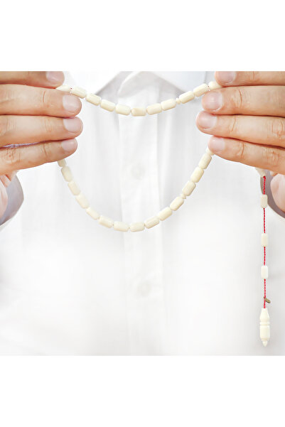 Tesbihane Sadullah Master Craftsmanship Capsule Cut Collectible White Color Narcile Prayer Beads with System