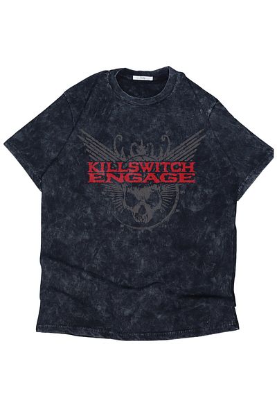 Fuddy Moda Oversize Killswitch Engage εμπριμέ πλενόμενο μπλουζάκι, Unisex ρετρό μπλουζάκι με θέμα την ροκ μπάντα