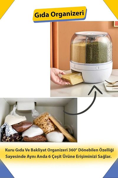 TİCARETSEPETİM Rotatable Dry Food and Pulses Organizer