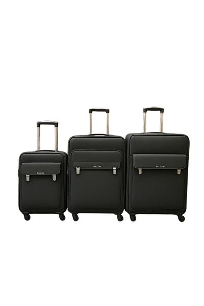 Falcon 3-Piece Softshell Luggage Set – Lightweight Durable Spinner Trolley Set