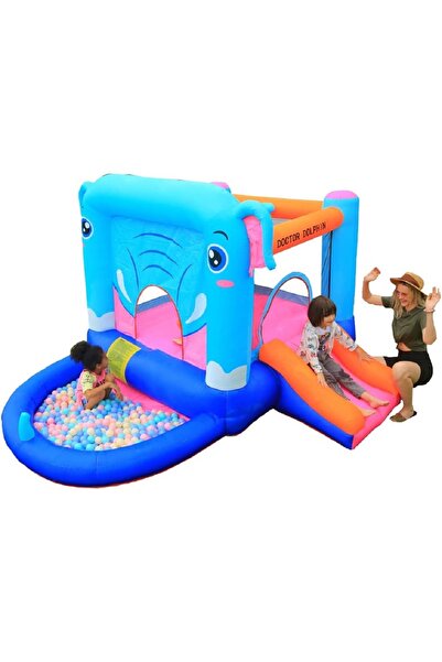 rexa منزل نطاط قابل للنفخ مع منزلق وحفرة كرات للأطفال الصغار، قلعة نطاط داخلية وخارجية