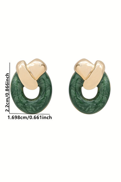 Glaren Yeşil Mineli Düğüm Tasarım Kadın Küpe