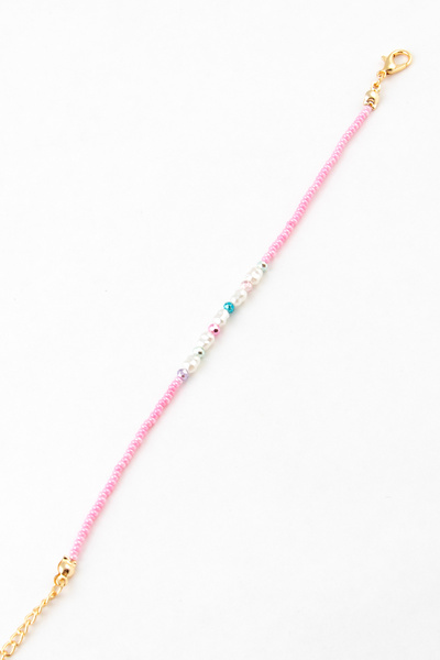 Sortie Aksesuar Crystal Stone and Crystal Pearl Figured Bead Bracelet 004