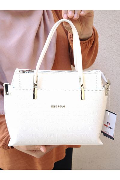 Just Polo Women's White Hand and Shoulder Bag-Bd4045