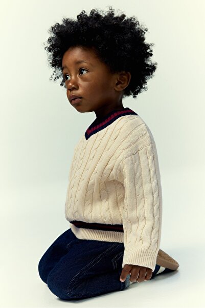 H&M Pamuklu Saç Örgüsü Kazak