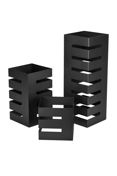 Culinaro Set of 3 square matte black metal buffet display stands