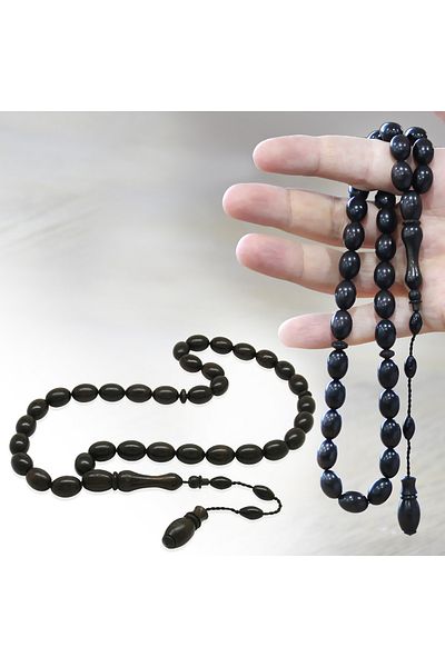 Tesbihane Specially Cut Ebony Wood Prayer Beads with System