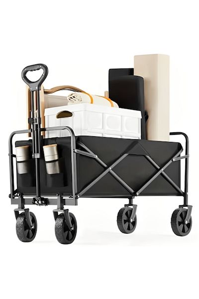 Herum Foldable Trolley with Adjustable Handle, Metal Frame, Waterproof Polyester Compartment, 2 Bottle Com