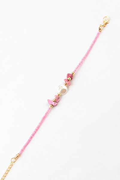 Sortie Aksesuar Pearl and flat stone figured bead bracelet 005