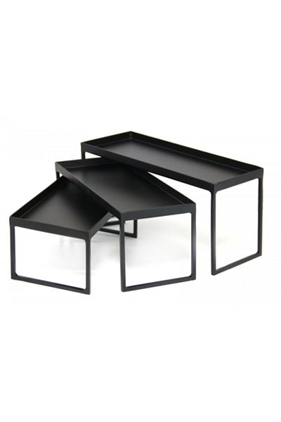 Raki Set of 3 black metal buffet stands