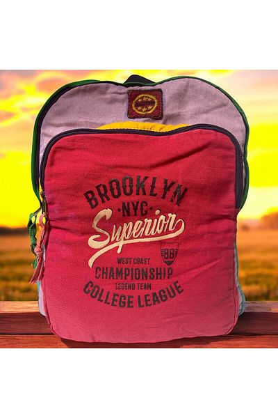 Old Cotton Quality Single Compartment Vintage Casual Design Daily Backpack Travel School Camping Bag 32 cm X 38 cm