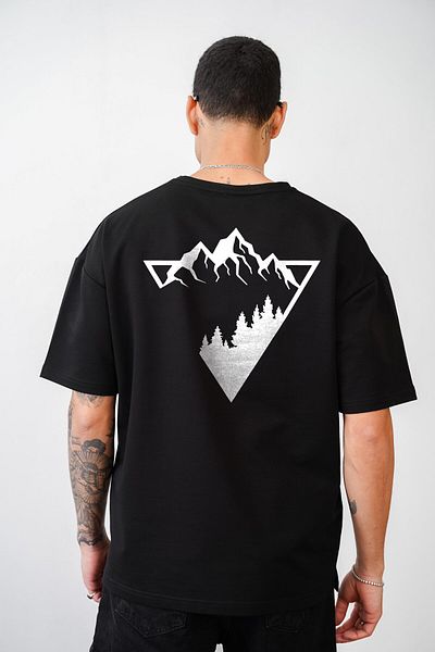 king brich Μπλουζάκι με στάμπα Mountain Unisex Oversize