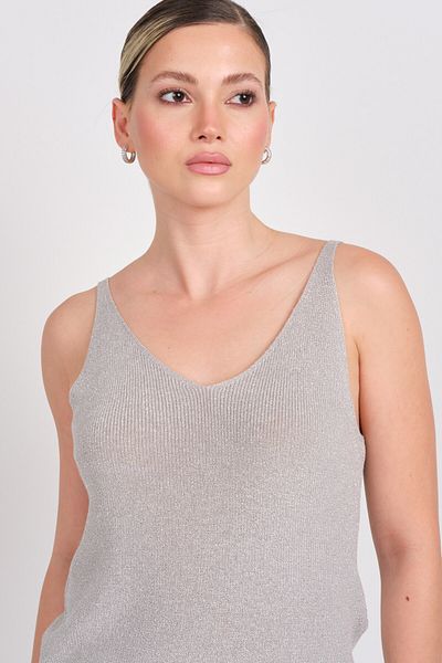 ONLY Women's Onlshına V-Neck Glitter Knitted Blouse 15322379 Gray