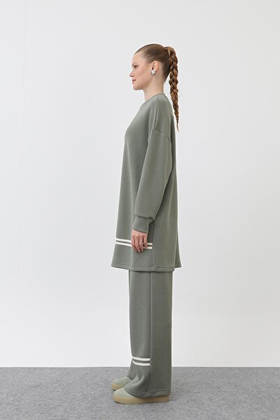 Puane Women's Grosgrain Detailed Suit - 14291Tks - Khaki