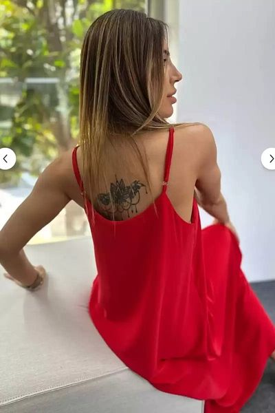 nightblack Comfortable Aerobin Fabric Long Dress with Adjustable Strap Without Inner Show