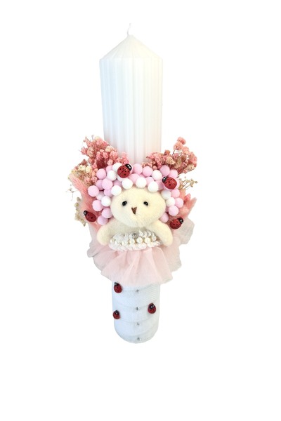 OEM Свещ за кръщение, изработена от естествен восък, 35x6 см